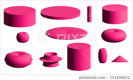 一組紅色3D影像。簡單的立方體。 141836632