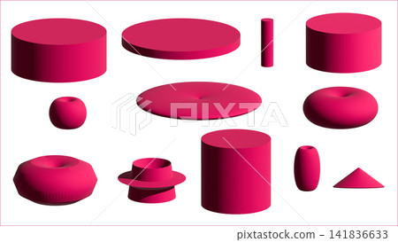 一組紅色3D影像。簡單的立方體。 141836633