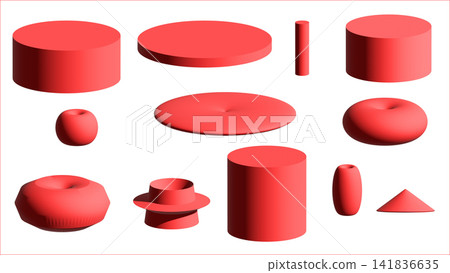 一組紅色3D影像。簡單的立方體。 141836635