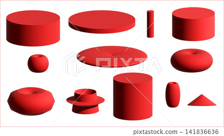 一組紅色3D影像。簡單的立方體。 一組紅色3D影像。簡單的立方體。 141836636