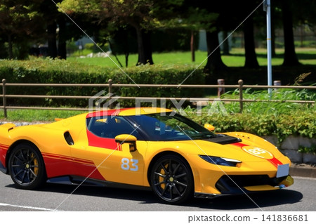 Image of a yellow Italian sports car Image of a yellow Italian sports car 141836681