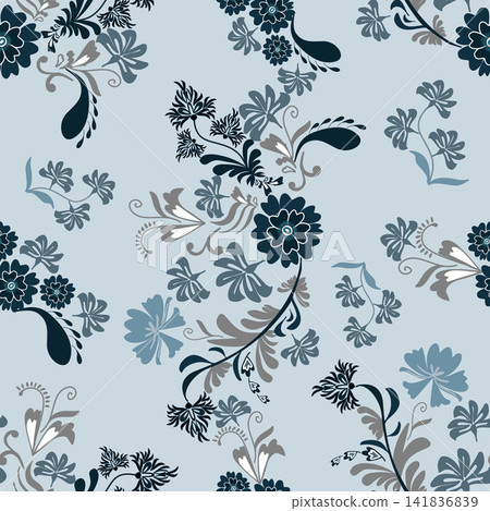 Floral pattern seamless ,flower branches seamless pattern , vector , illustration ,flowers pattern design Seamless flower pattern with colorful little flowers. Simple flat bright flowers background	 141836839