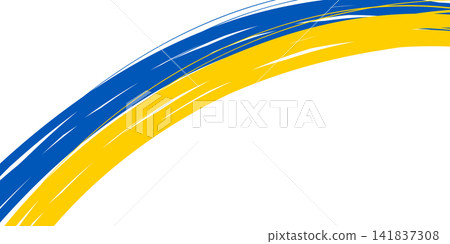Blue and yellow brush stroke banner inspired by the Ukrainian flag with copy space. Vector Blue and yellow brush stroke banner inspired by the Ukrainian flag with copy space. Vector 141837308