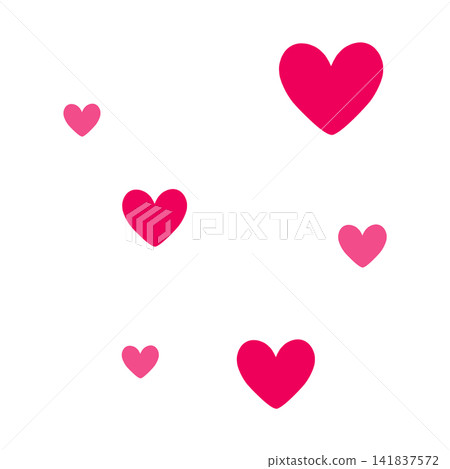 Bright pink hearts of various sizes Bright pink hearts of various sizes 141837572