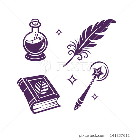 Halloween magic wizard school icon collection Halloween magic wizard school icon collection 141837611
