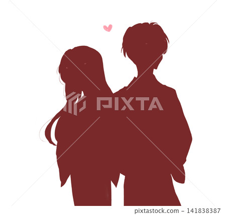 A man and woman in yukata (traditional Japanese summer kimono) in a romantic silhouette. A man and woman in yukata (traditional Japanese summer kimono) in a romantic silhouette. 141838387
