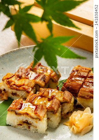 Hiroshima's local dish, "Anago no Oshizushi" (pressed conger eel sushi) 1 Hiroshima's local dish, "Anago no Oshizushi" (pressed conger eel sushi) 1 141838452