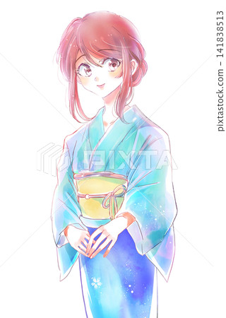 Woman in a yukata (kimono) - knee shot Woman in a yukata (kimono) - knee shot 141838513