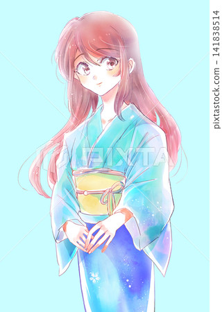 身穿浴衣、披散長髮的女子,膝蓋特寫。 身穿浴衣、披散長髮的女子,膝蓋特寫。 141838514