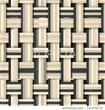 A seamless geometric pattern of interlocking beige and grey stripes forming a basketweave effect. A seamless geometric pattern of interlocking beige and grey stripes forming a basketweave effect. 141839118