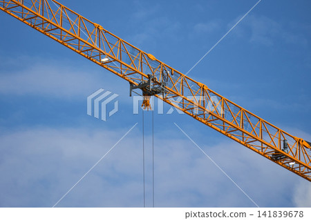 Industrial Tower Crane Operator Cabin and Steel Lattice Structure Industrial Tower Crane Operator Cabin and Steel Lattice Structure 141839678