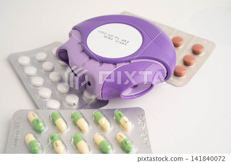 Bangkok, Thailand May 4, 2026 Asthma and chronic obstructive pulmonary disease COPD, metered dose inhaler MDI. Bangkok, Thailand May 4, 2026 Asthma and chronic obstructive pulmonary disease COPD, metered dose inhaler MDI. 141840072