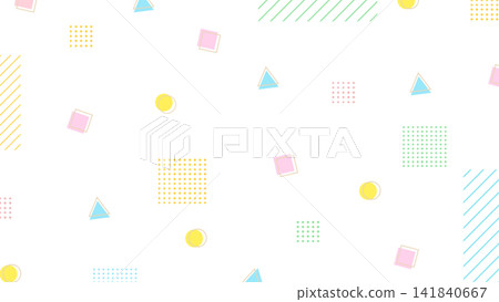 簡潔、可愛、流行的背景，帶有色彩鮮豔的形狀和幾何圖案。 141840667
