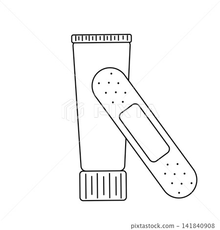 Medical Patches and skin cream Pharmacy composition hand drawn illustration. Vector graphic line art. Banner, poster, wrapping paper, sticker, print, modern textile design. Medical Patches and skin cream Pharmacy composition hand drawn illustration. Vector graphic line art. Banner, poster, wrapping paper, sticker, print, modern textile design. 141840908