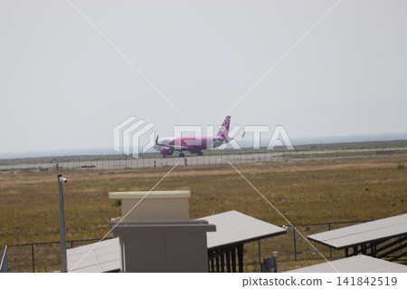 Airplane moving onto the runway Airplane moving onto the runway 141842519