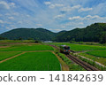 A train running through a summer rural landscape 141842639