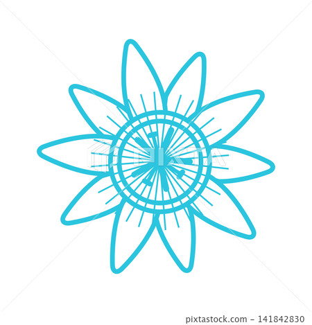 Passion flower icon, Isolated on white background. Blue icon set. Passion flower icon, Isolated on white background. Blue icon set. 141842830