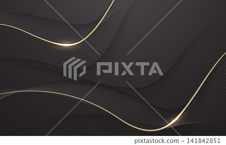 Abstract luxury golden lines curve wave on black background vector Abstract luxury golden lines curve wave on black background vector 141842851