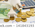 Cost of electric utilities with light bulb for payment. 141843193