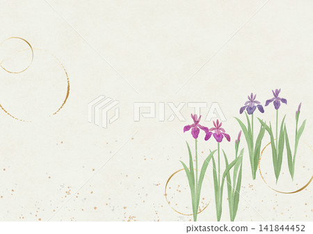 水彩插畫，鳶尾花，背景為和紙。 141844452