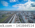 A wide-area panoramic view of the station square in front of Koriyama Station's west exit and the city center of Koriyama [Koriyama Station area, Fukushima Prefecture] 141844514