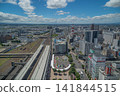 An aerial view of the rotary in front of Koriyama Station's west exit and the main street in front of the station [Koriyama Station, Fukushima Prefecture] 141844515