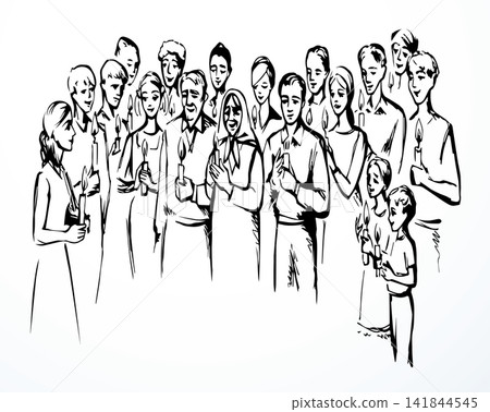 Vector drawing. People with candles Vector drawing. People with candles 141844545