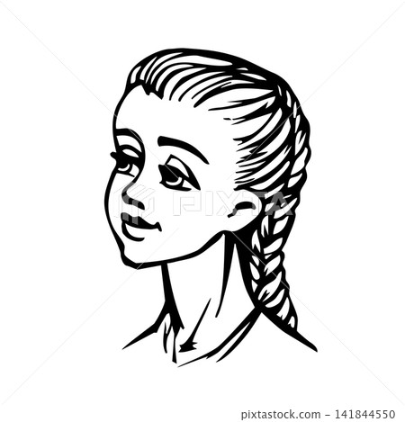Vector drawing. Cute small girl Vector drawing. Cute small girl 141844550