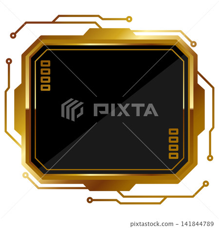 A luxurious cyberpunk frame in black and gold. A luxurious cyberpunk frame in black and gold. 141844789