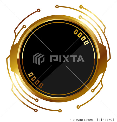 A luxurious cyberpunk circular frame in black and gold. A luxurious cyberpunk circular frame in black and gold. 141844791