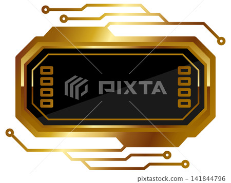 A luxurious cyberpunk frame in black and gold. A luxurious cyberpunk frame in black and gold. 141844796