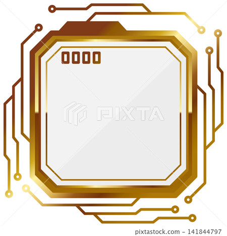A luxurious cyberpunk frame in white and gold. A luxurious cyberpunk frame in white and gold. 141844797