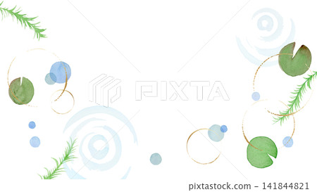 水面和水生植物的水彩插圖 水面和水生植物的水彩插圖 141844821