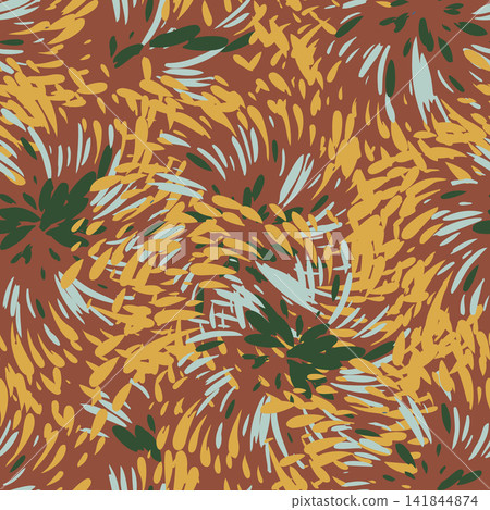 Vector seamless pattern of abstract brush strokes, paint dabs, and colorful swooshes on dark background. Vector seamless pattern of abstract brush strokes, paint dabs, and colorful swooshes on dark background. 141844874