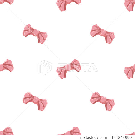 Hairband seamless pattern. Retro coquette bows, bow-knots, gift ribbons. Trendy hair braiding accessory. Cartoon hand drawn vector bowtie illustration. White background. Cute texture for print Hairband seamless pattern. Retro coquette bows, bow-knots, gift ribbons. Trendy hair braiding accessory. Cartoon hand drawn vector bowtie illustration. White background. Cute texture for print 141844999