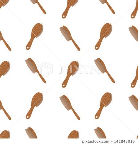 Hairbrush seamless pattern. Retro hair combs ornament. Cartoon hand drawn vector illustration. White background. Cute texture for print design, textile, backdrops. Hairbrush seamless pattern. Retro hair combs ornament. Cartoon hand drawn vector illustration. White background. Cute texture for print design, textile, backdrops. 141845016