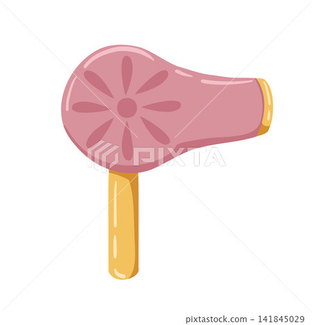 Hair dryer vector art. Retro blow dryer in 50s style. Hairdresser, stylist and beauty salon hair blower vector illustration. Vintage isolated hand drawn sticker for print or web. 141845029