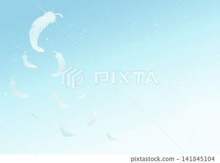 散落的羽毛、剪影、左側、藍天 散落的羽毛、剪影、左側、藍天 141845104
