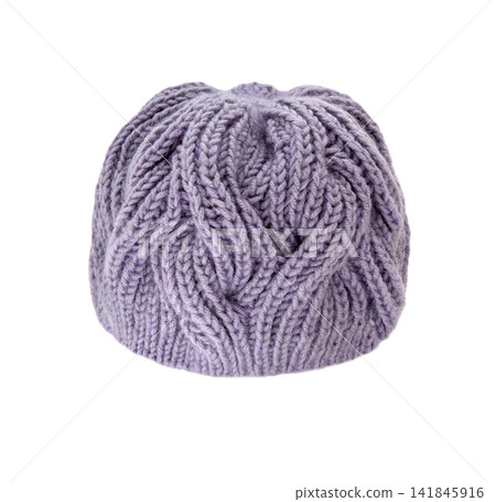 Blue knitted wool hat with a pattern Blue knitted wool hat with a pattern 141845916