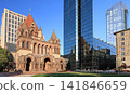 Trinity Church in late afternoon surrounded by skyscrapers in Boston, USA 141846659