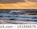 Waves on Baltic Sea on Donskoye beach. Kaliningrad region, Russia 141846676