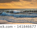 Waves on Baltic Sea on Donskoye beach. Kaliningrad region, Russia 141846677