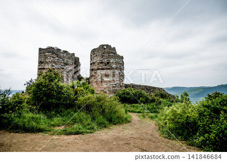 Fortress in old town stone landmark, fortification landscape, Istanbul, Turkey Fortress in old town stone landmark, fortification landscape, Istanbul, Turkey 141846684