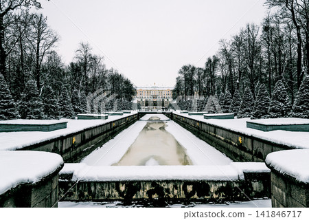 Saint Petersburg, Russia, Peterhof museum palace on winter 141846717