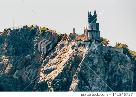 Yalta, Crimea, Swallow Nest Palace on cliff overlooking Black Sea Yalta, Crimea, Swallow Nest Palace on cliff overlooking Black Sea 141846737