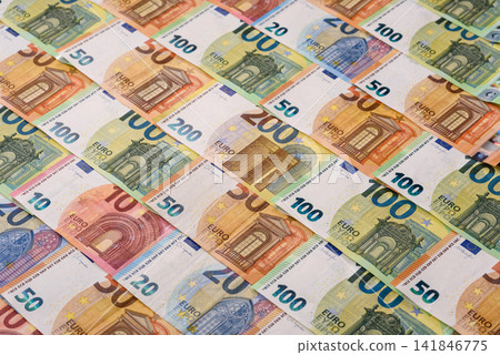 Paper cash euro as a means of payment and exchange in Europe. Euro banknotes Paper cash euro as a means of payment and exchange in Europe. Euro banknotes 141846775