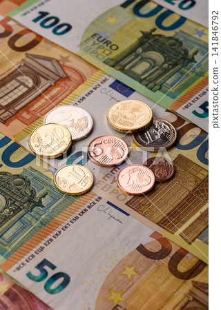 Paper cash euro as a means of payment and exchange in Europe. Euro banknotes Paper cash euro as a means of payment and exchange in Europe. Euro banknotes 141846792