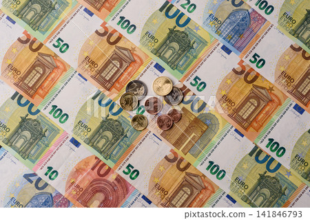 Paper cash euro as a means of payment and exchange in Europe. Euro banknotes Paper cash euro as a means of payment and exchange in Europe. Euro banknotes 141846793