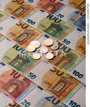 Paper cash euro as a means of payment and exchange in Europe. Euro banknotes Paper cash euro as a means of payment and exchange in Europe. Euro banknotes 141846794