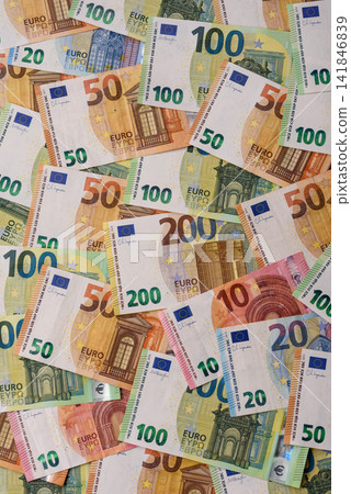 Paper cash euro as a means of payment and exchange in Europe. Euro banknotes Paper cash euro as a means of payment and exchange in Europe. Euro banknotes 141846839